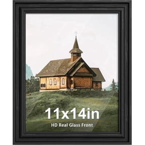 Picrit 11x14 Picture Frame with Real Glass Front and Black Backboard, Wall Gallery Photo Frames for Wall Mounting or Tabletop Display