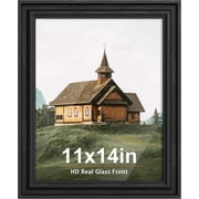 Picrit 11x14 Picture Frame with Real Glass Front and Black Backboard, Wall Gallery Photo Frames for Wall Mounting or Tabletop Display
