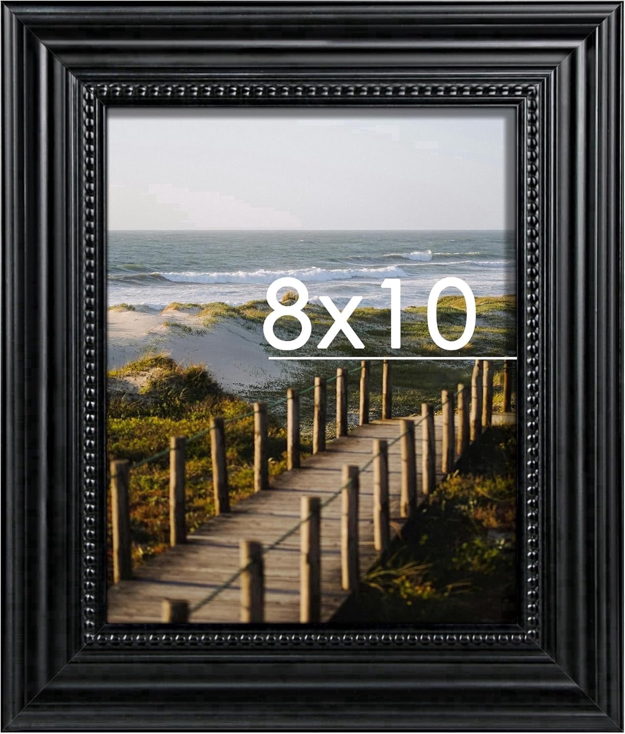Picrit 8x10 Black Picture Frame, Real Glass Front and Black Backboard, Wall Gallery Photo Frames for Wall Mounting or Tabletop Display