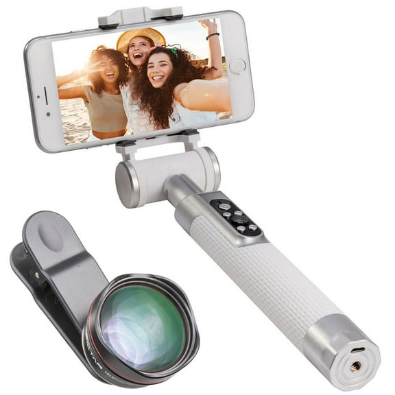 Pictar Smart 60mm Telephoto Lens for Smartphones, Bundle with Smart Selfie Stick