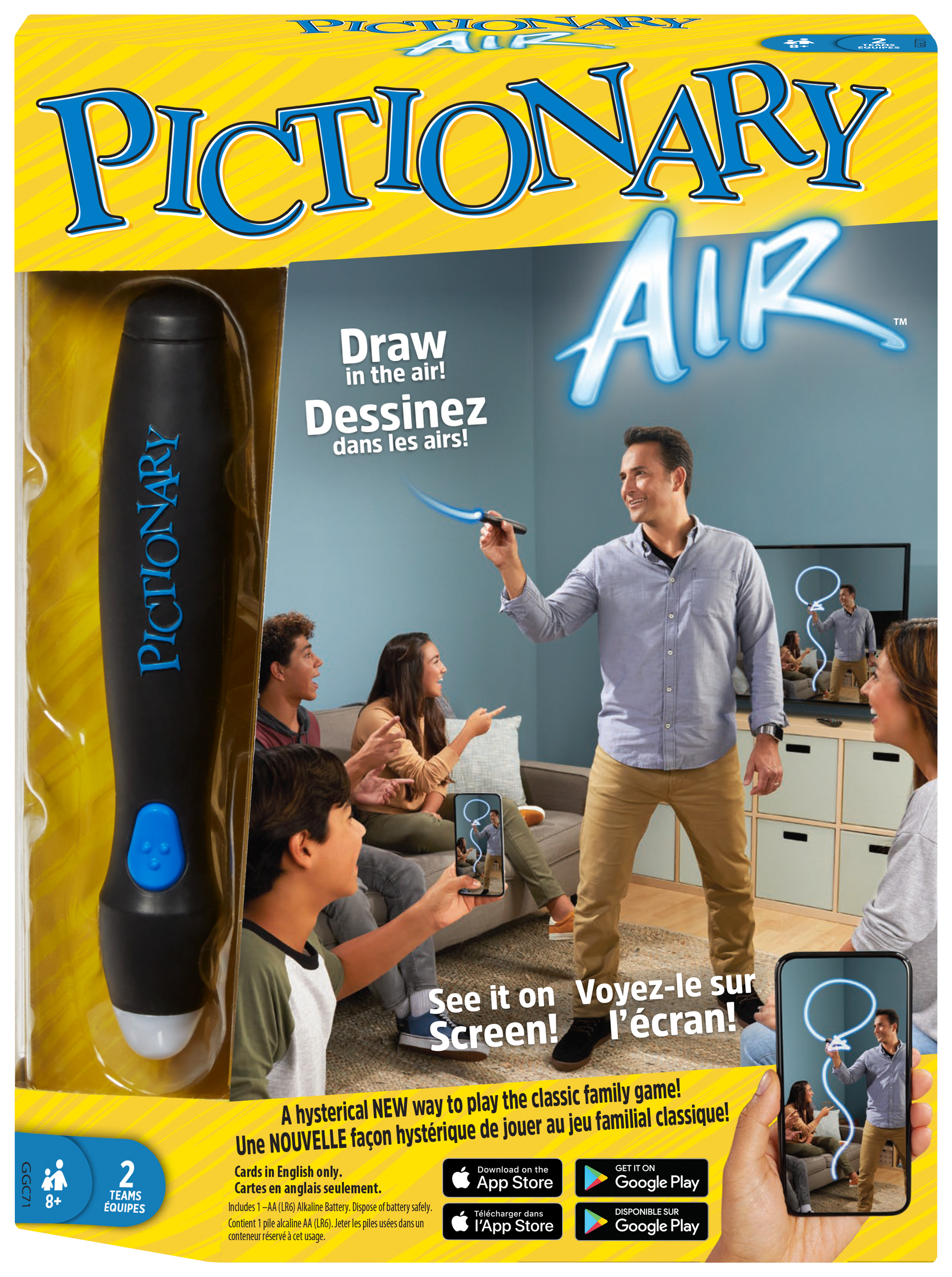 Pictionary Air Family Drawing Game with Light Pen and Clue Cards for Game Night - image 1 of 7