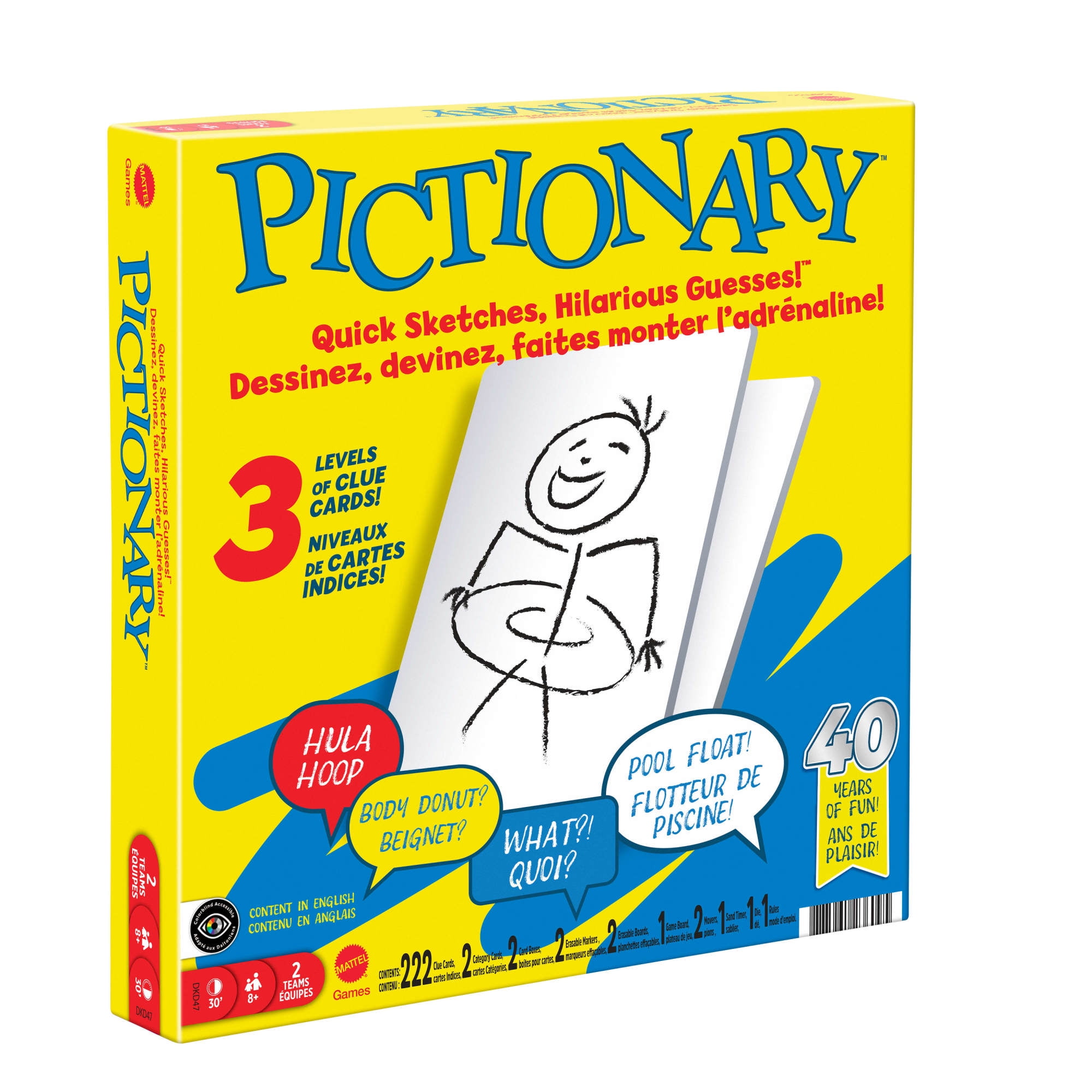 Pictionary Board Game, Drawing Game for Kids, Adults & Game Night with Dry Erase Markers & Boards