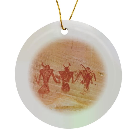 3drose, Pictograph Panel on Canyon Wall, Grand Staircase-escalante, Utah, Usa, Circle Porcelain Ornament