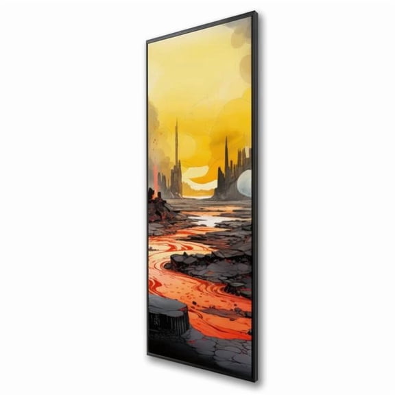 Pictorem C1FC1648ORQ1C3 16 x 48 in. Charred - Red Framed Canvas Wall Art for Stylish Home Decor