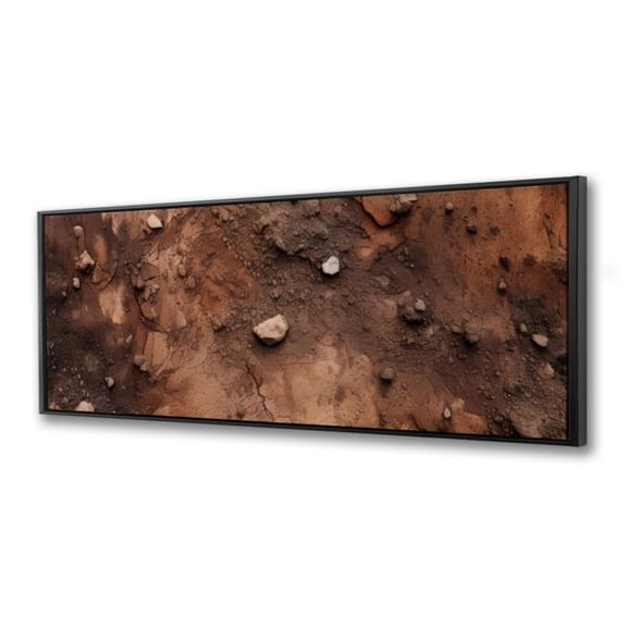 Pictorem C1FC1648VF5K3Y 16 x 48 in. Mud & Stones - Brown Framed Canvas Wall Art for Home Decor