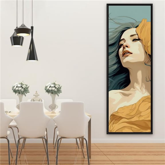 Pictorem C1FC2060EA1ZSF 20 x 60 in. Sensual Flow - Beige Framed Canvas Wall Art for Home Decor