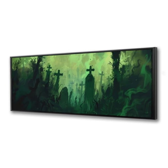 Pictorem C1FC2060HRMTPC 20 x 60 in. Reaching Hell - Green Framed Canvas Prints Wall Art