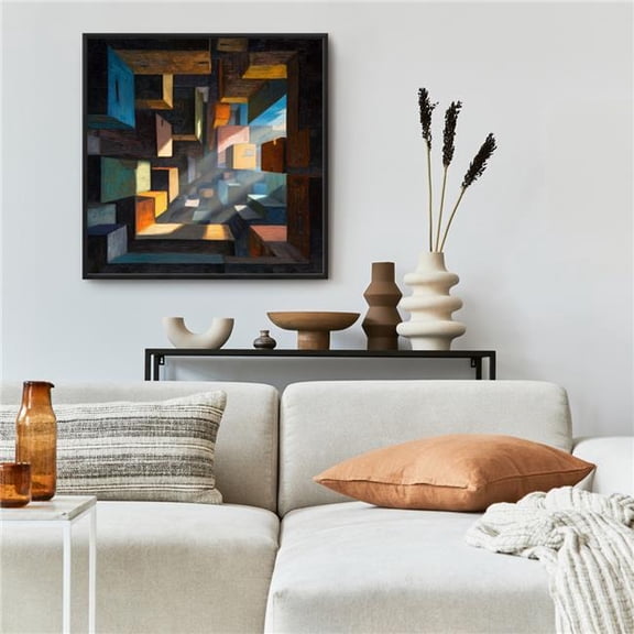 Pictorem C1FC24242M3LFO 24 x 24 in. Boxed Up - Yellow Framed Canvas Wall Art for Home Decor - Stylish Art