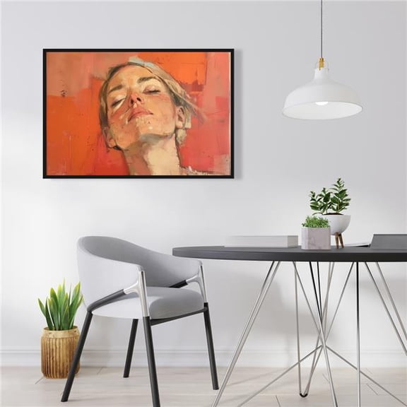 Pictorem C1FC2436UNM0GN 24 x 36 in. Relief - Red Framed Canvas Wall Art for Stylish Home Decor
