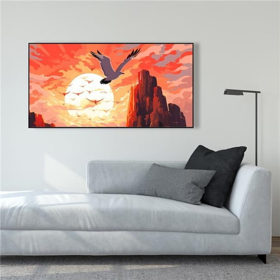 Pictorem C1FC24485HBJVS 24 x 48 in. Isles of Omen - Orange Framed Canvas Wall Art for Home Decor