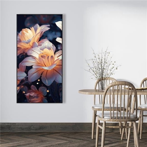 Pictorem C1FC2448AFM78A 24 x 48 in. Pixie Flowers - White Framed Canvas Wall Art for Home Decor