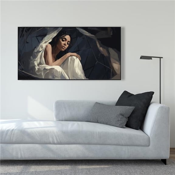 Pictorem C1FC2448YKV08O 24 x 48 in. Cocooned - Beige Framed Canvas Wall Art for Home Decor