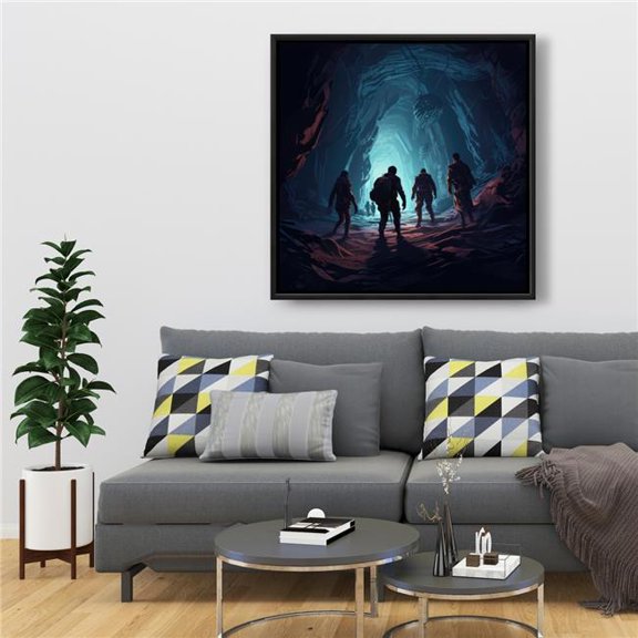 Pictorem C1FC36360OO4OW 36 x 36 in. Secret Society - Purple Framed Canvas Wall Art