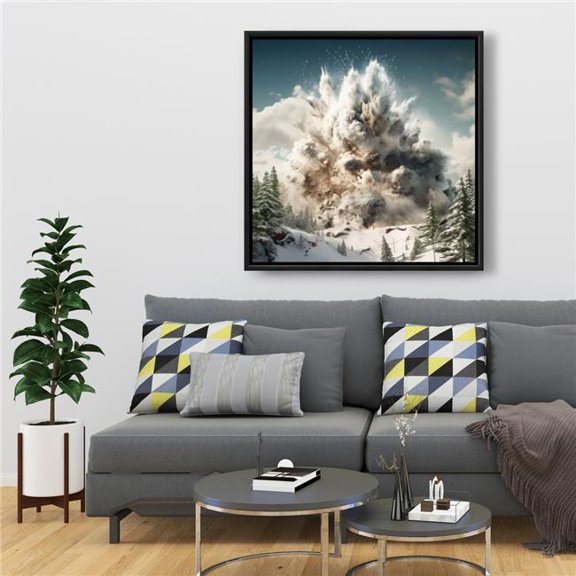 Pictorem C1FC3636D9L3CI 36 x 36 in. Ruined Excursion - Green Framed Canvas Wall Art for Home Decor