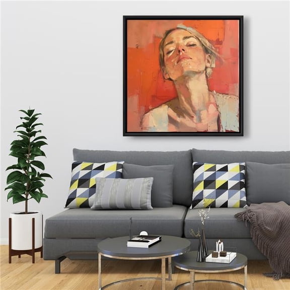 Pictorem C1FC3636HV6SYI 36 x 36 in. Relief - Red Framed Canvas Wall Art for Stylish Home Decor