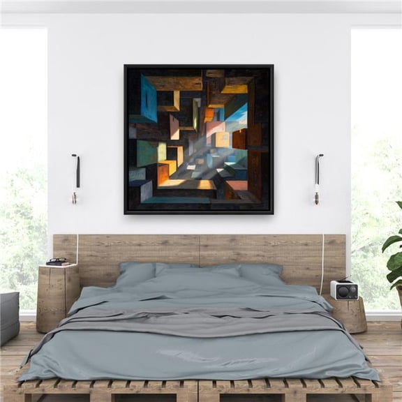Pictorem C1FC3636MDV9FT 36 x 36 in. Boxed Up - Blue Framed Canvas Wall Art for Home Decor