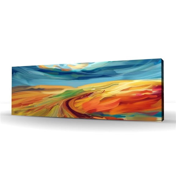 Pictorem C1RC1648QBSQ60 16 x 48 in. Land Flow - Red Canvas Wall Art for Stylish Home Decor Accent