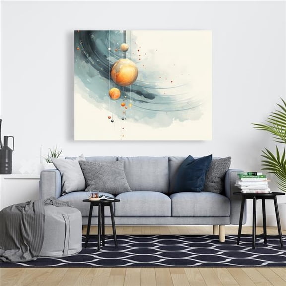 Pictorem C1RC4860E89LHU 48 x 60 in. Hanging Planets - Blue Canvas Wall Art for Any Room