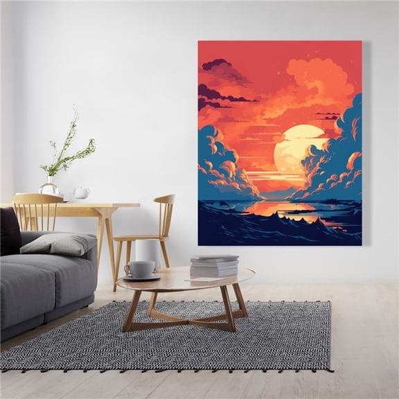 Pictorem C1RC4860OBLXOB 48 x 60 in. Orange & Blue - Canvas Wall Art for Home Decor - Stylish Art
