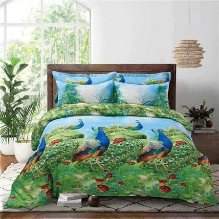 Pictorial Bedding Duvet Cover Set, Queen Size - Peafowl