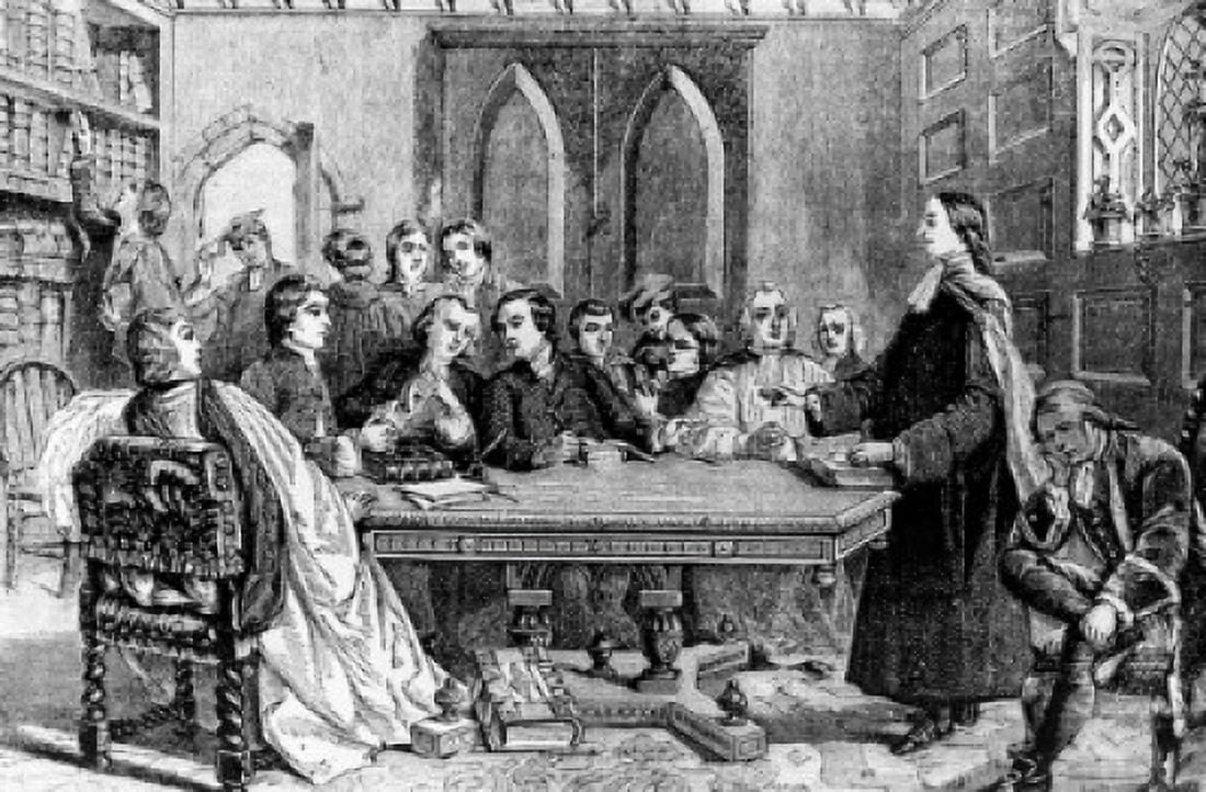 Pictorial Highlights of Methodist Beginnings The Holly Club John Wesley and friends at Oxford by unknown artist engraving artist unknown Canvas Art - (18 x 24)