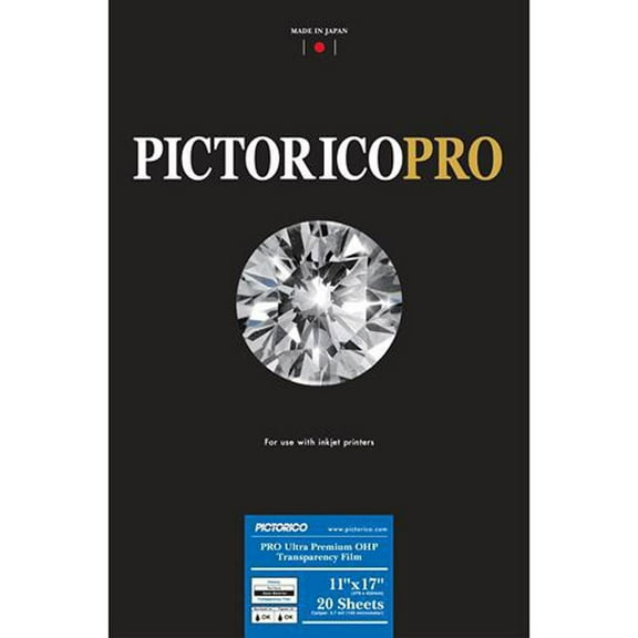 Pictorico TPS100, Ultra Premium Over Head Projector Semi-Transparent Inkjet Film, 184gsm,5.7.mil., 11x17", 20 Sheets