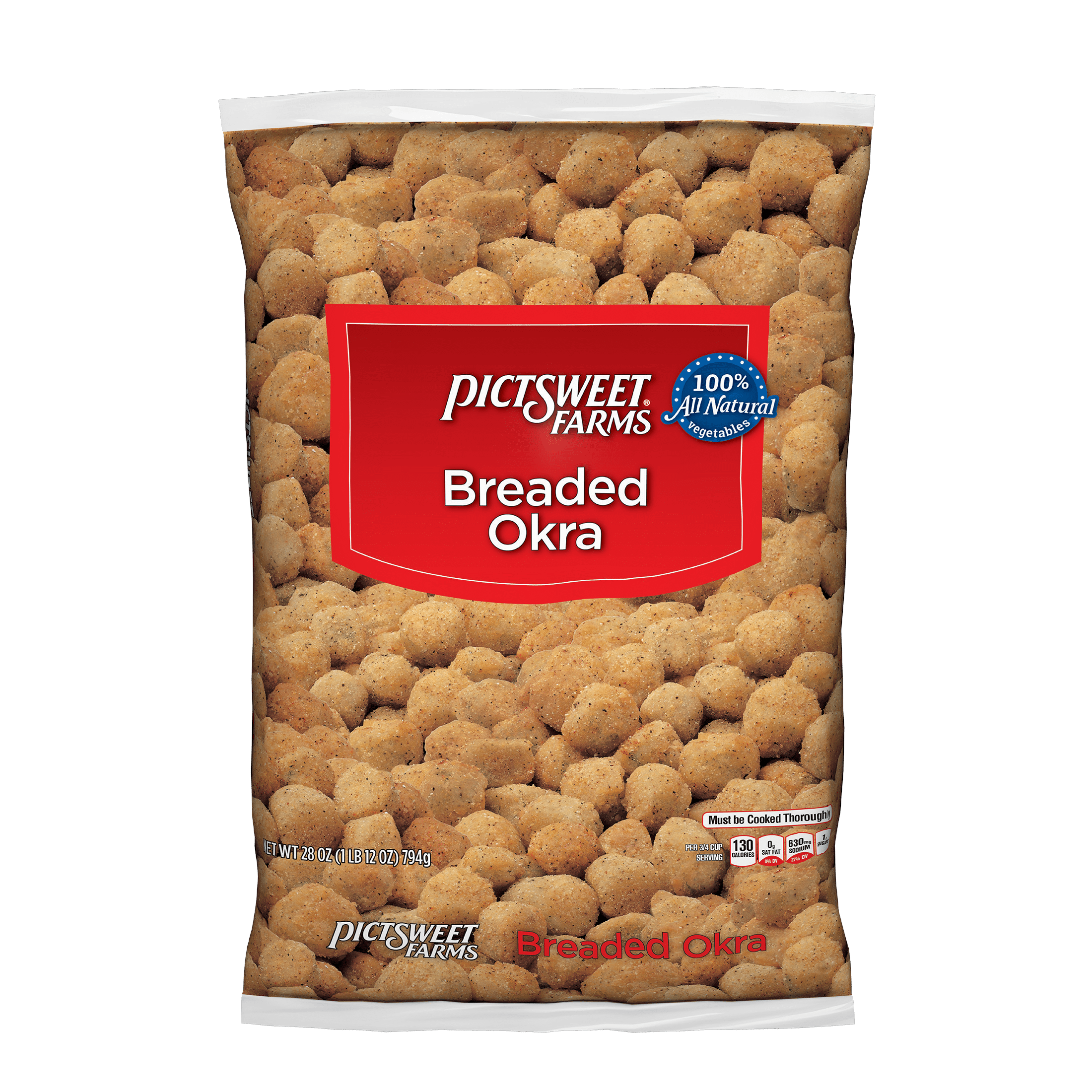 Pictsweet Farms Breaded Okra, Frozen Vegetables, 28 oz, Clear Bag