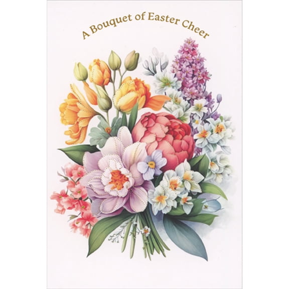 Pictura A Bouquet of Easter Cheer: Purple, Pink, Yellow and White Flowers Easter Card