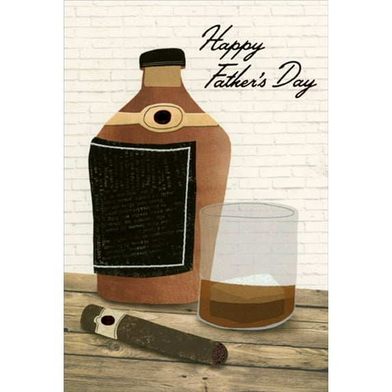 Pictura Alcohol, Shot Glass and Cigar on Wooden Tabletop Father's Day Card