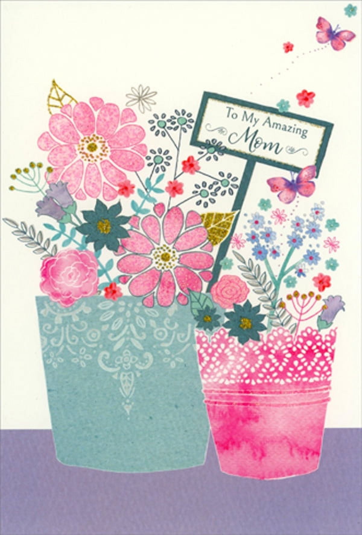 Pictura Amazing Mom : Flowers in Blue and Pink Pots Birthday Card ...