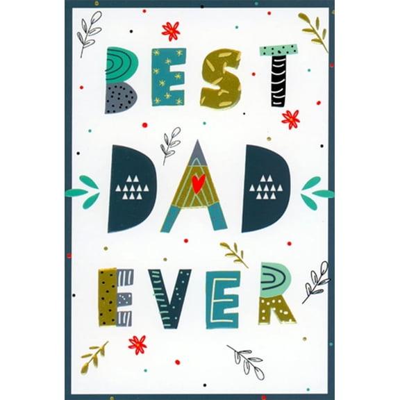 Pictura Best Dad Ever: Fun Blue, Gold and Gray Lettering Father's Day Card