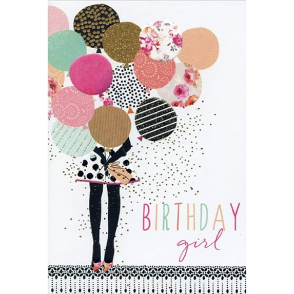 Pictura Birthday Girl With Balloons Sara Miller Feminine Birthday Card for Her / Woman