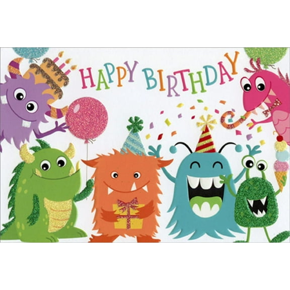 Pictura Birthday Monsters Juvenile / Kids Birthday Card