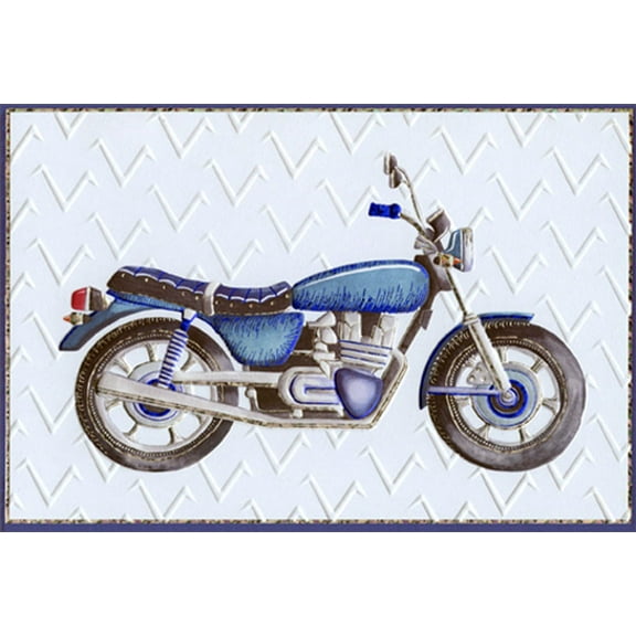 Pictura Blue Foil Motorcycle Bright and Colorful 'Jane' Birthday Card