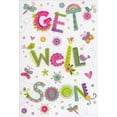 thumbnail image 1 of Pictura Bright, Shimmering, Floral Text on White Get Well Card, 1 of 2