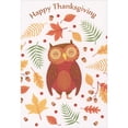 thumbnail image 1 of Pictura Brown Owl Surrounded by Acorns, Leaves, Berries and Branches on White Thanksgiving Card, 1 of 2