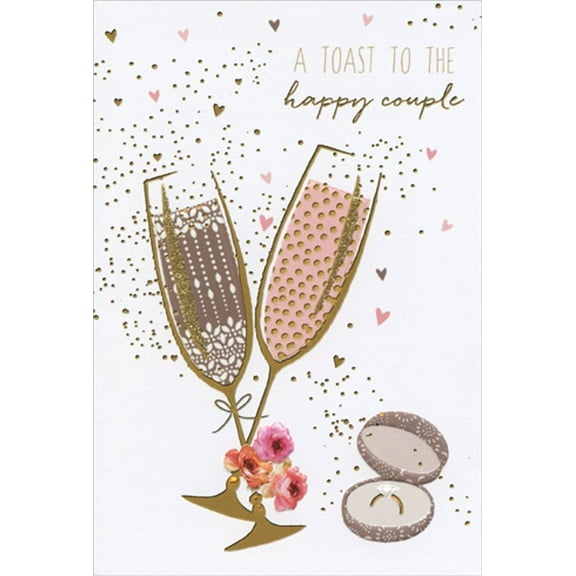 Pictura Champagne Toast and Ring Sara Miller Engagement Congratulations Card