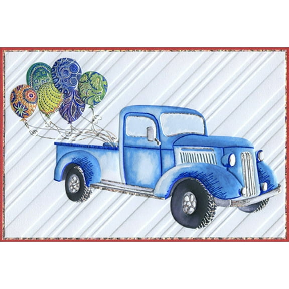 Pictura Classic Truck And Ornate Balloons Bright and Colorful 'Jane' Birthday Card for Him / Man