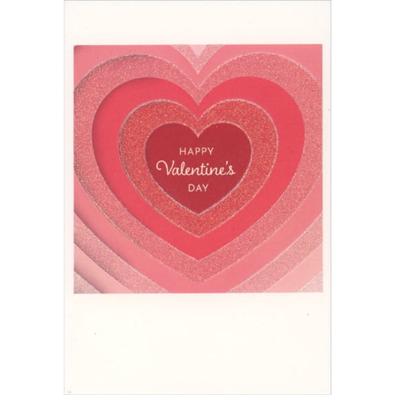 Pictura Concentric Hearts with Alternating Sparkling Hearts Valentine's Day Card