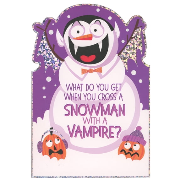 Pictura Cross a Snowman with a Vampire Die Cut Juvenile Halloween Card for Kids
