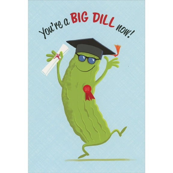 Pictura Dancing Dill Pickle Wearing Sunglasses and Grad Cap Graduation Congratulations Card for Son