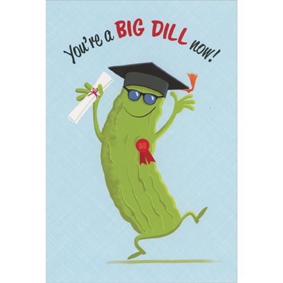 Pictura Dancing Dill Pickle Wearing Sunglasses and Grad Cap Graduation Congratulations Card for Son
