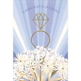 thumbnail image 1 of Pictura Diamond Ring with Gold Foil Accents Over Shimmering White Flower Bouquet Congratulations Engagement Card, 1 of 2