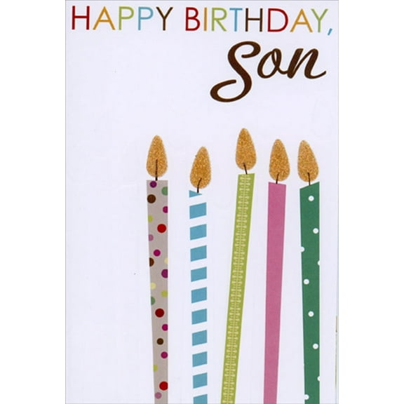Pictura Five Sparkling Flames on Tall Candles Birthday Card for Son