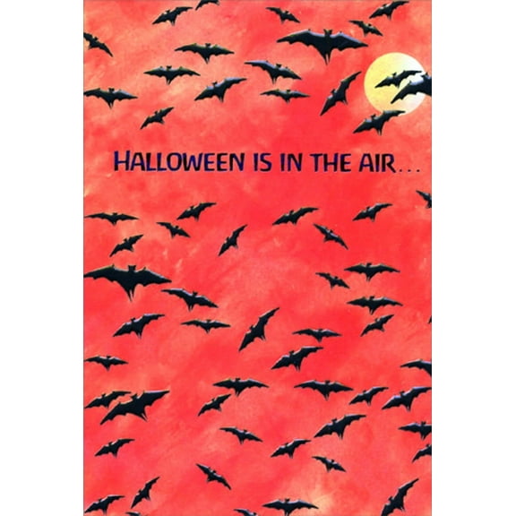 Pictura Flight Of Bats in Deep Red Sky Halloween Card