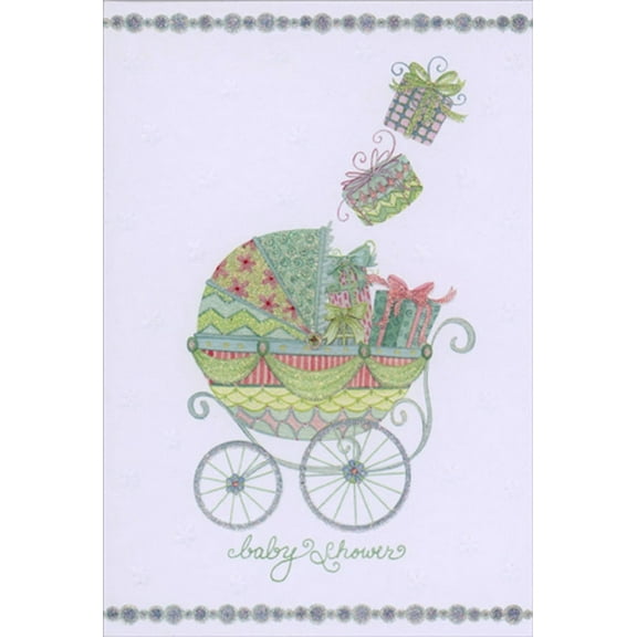 Pictura Gifts Falling Into Baby Carriage Baby Shower Card