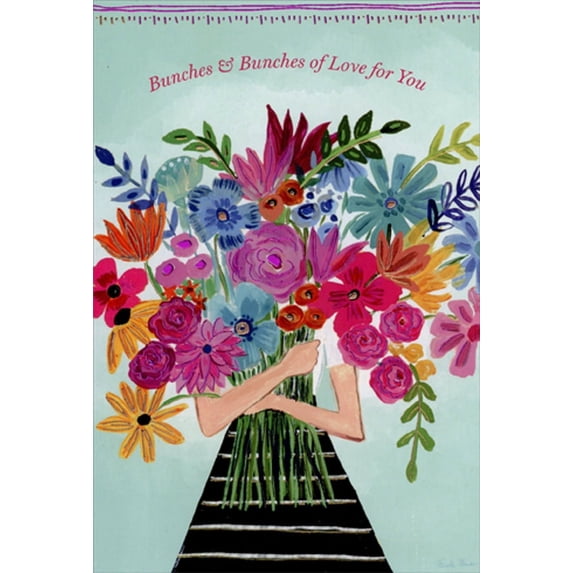 Pictura Girl Holding Bunches and Bunches of Flowers Mother's Day Card for Mom
