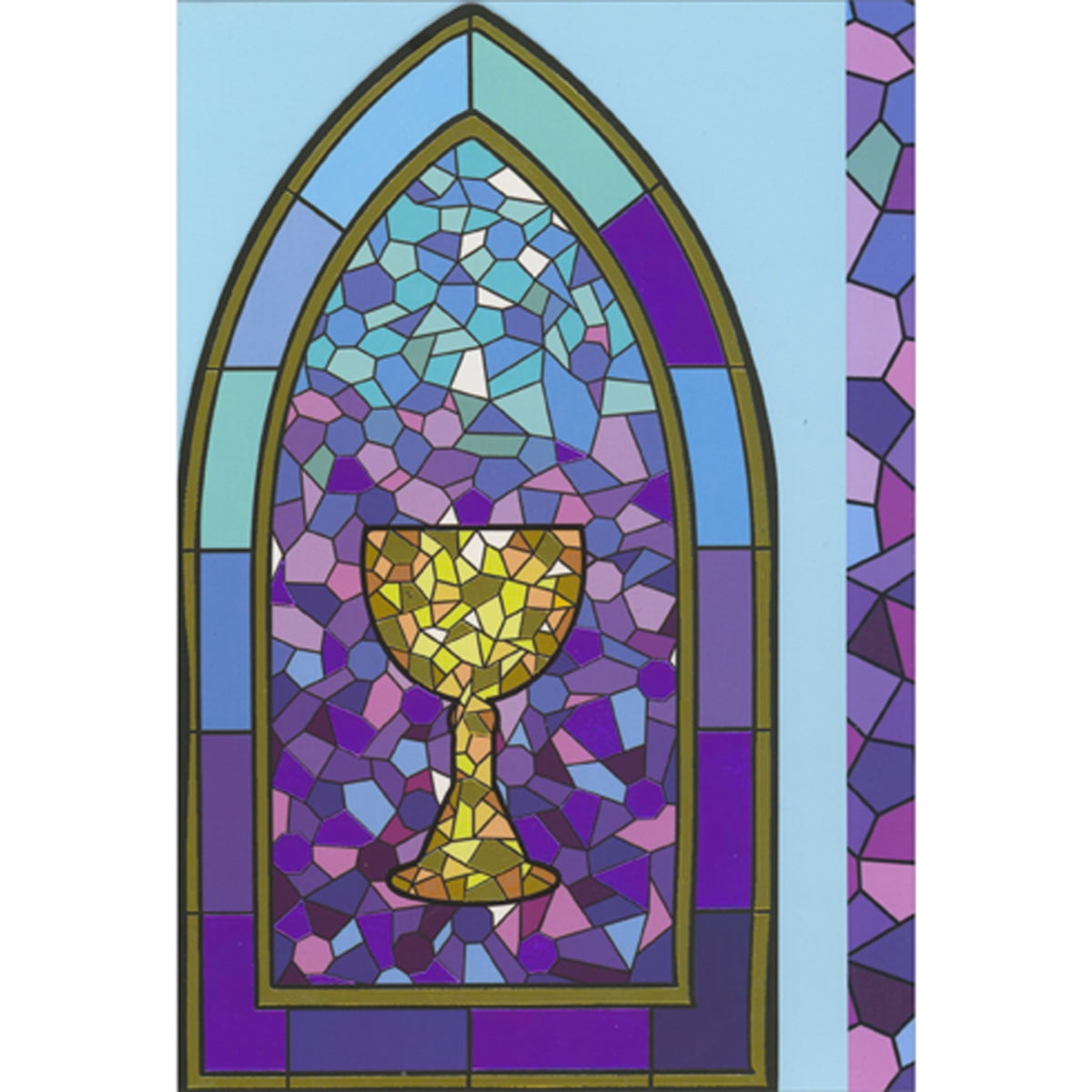 Pictura Gradient Blue to Purple Stained Glass Window with Chalice First