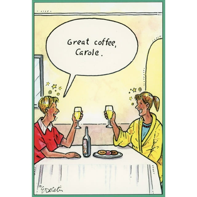 Pictura Great Coffee: Wine for Breakfast Funny / Humorous Birthday Card for Her, Woman