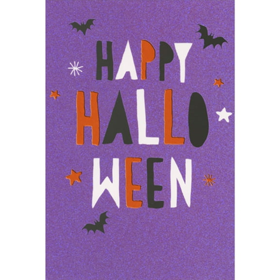 Pictura Halloween Bats and Stars on Sparkling Purple Halloween Card